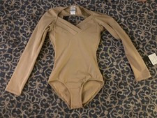 Vintage NEW Capezio Long Sleeve Leotard Sandstone SZ S Retro NET Ballet core
