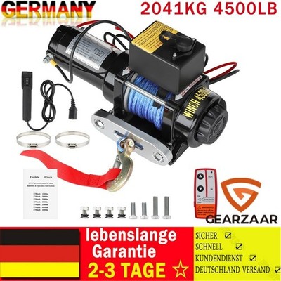 12V Elektrische Seilwinde 2041KG 4500LB Motorwinde Offroadwinde Synthetikseil