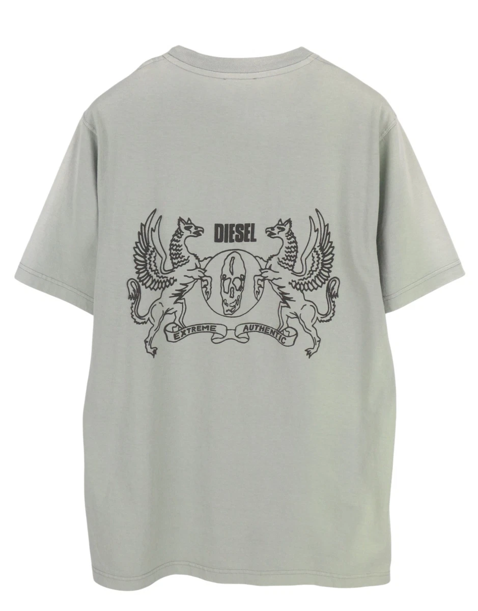 T-shirt homme Diesel coton grand logo gris occasion taille Medium