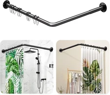 L Shaped Shower Curtain Rod - [23''-53''] x [23''-53''] Adjustable Corner Shower