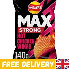 Hot Chicken Wings Flavored Crisps 140g - Deep Ridged, Spicy Snack, Vegetarian