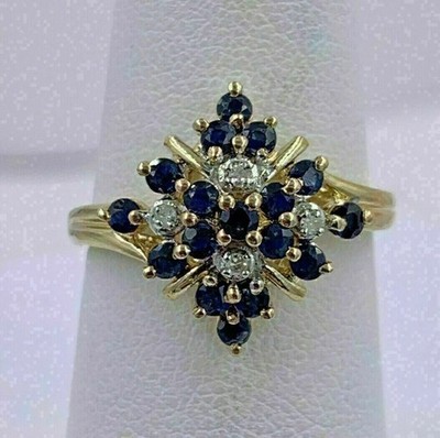 2Ct Lab-Created Sapphire Diamond Cluster Engagement Ring 14K Yellow Gold Plated