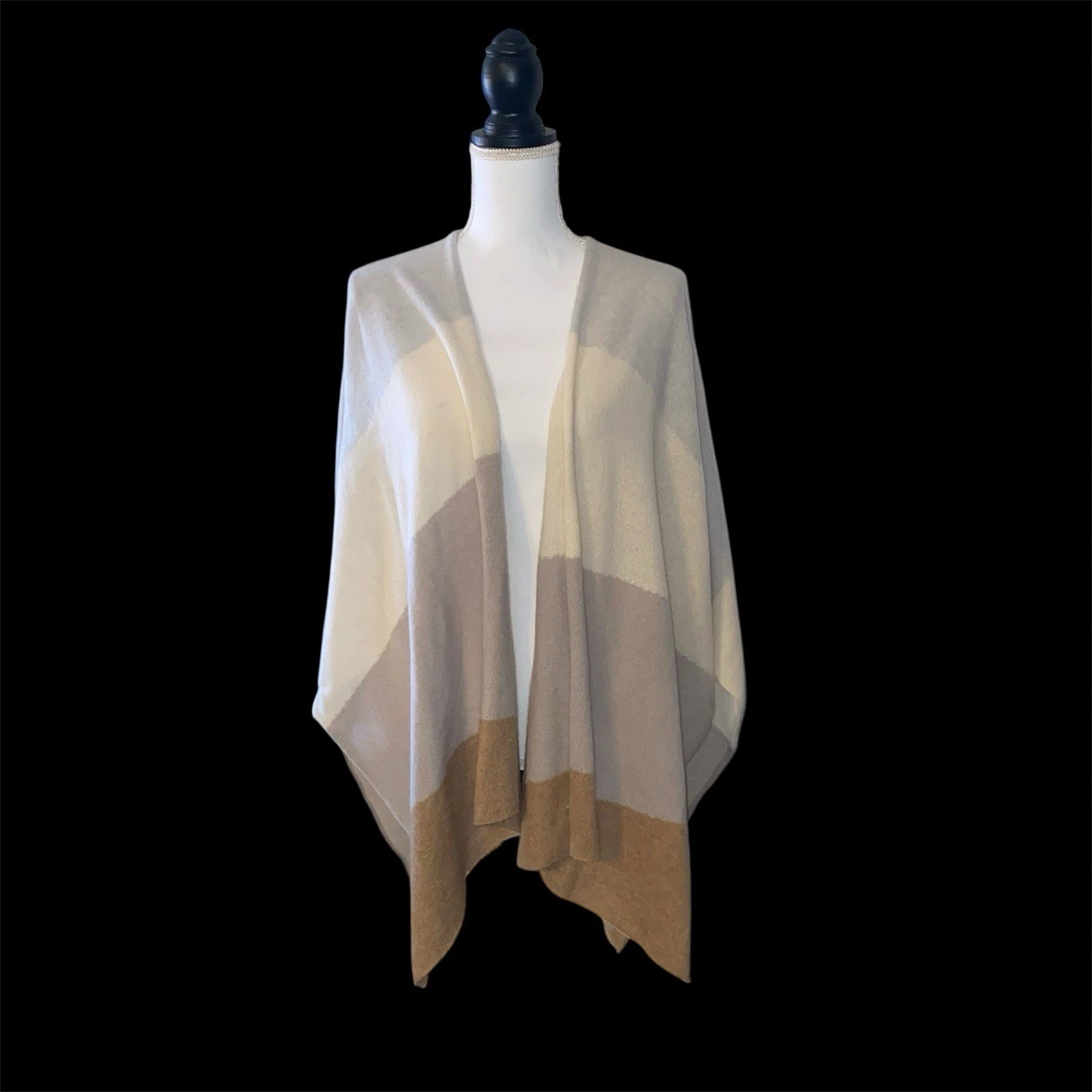 White + Warren 100% Cashmere Poncho Cape Sweater Medium Large One Size Flaws