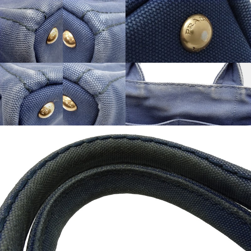 PRADA Canapa PM 1BG439 Tote Bag Canvas Blue Ladies DH91419 from japan thumbnail 8