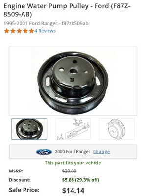 #ad Genuine Ford Engine Water Pump Pulley F87Z 8509 AB $10.00