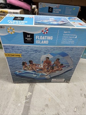 Member's Mark Paradise Island Float With Canopy, 2 Built-in Coolers, 6 Person