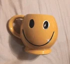 Vintage McCoy Pottery USA Yellow Ceramic Smiley Face Coffee Mug 12 oz MCM