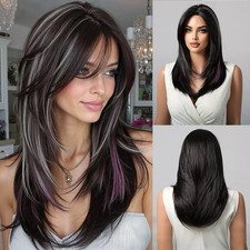 Wavy Synthetic Hair Heat Resistant Dress Up Wig With Bangs Layeredwig