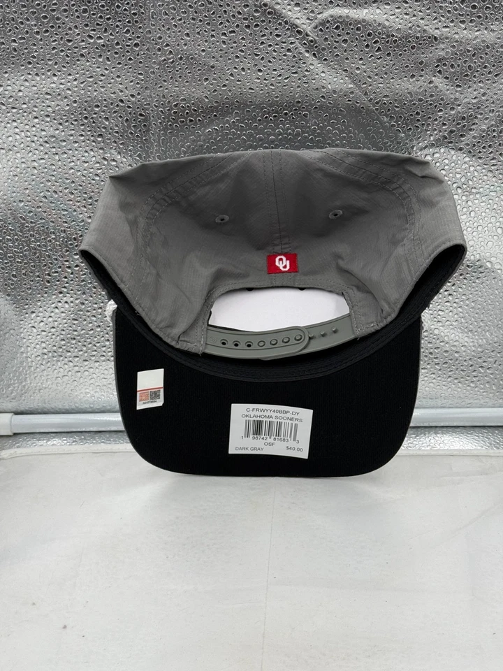 Oklahoma Sooners NCAA '47 Marca Gris Escritura Enganche Cuerda Ajustable Snapback Sombrero Foto 3 de 4