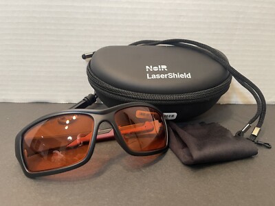 NoIR Laser Shield CC1_52 Amber Lens Filter Protection Glasses Safety Black Case