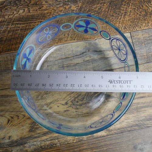 Servizio piatti Pyrex vetro trasparente blu acqua teal mod fiori girandole - Foto 6 di 7