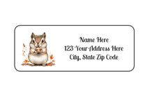 30 Fall Squirrel Acorn PERSONALIZED RETURN ADDRESS LABELS 1 in X 2 5/8 GLOSSY