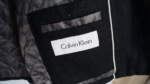 CALVIN KLEIN Men's Coat Size XL Black Wool High Neck Full Zip Pockets s11210 - Picture 7 of 8