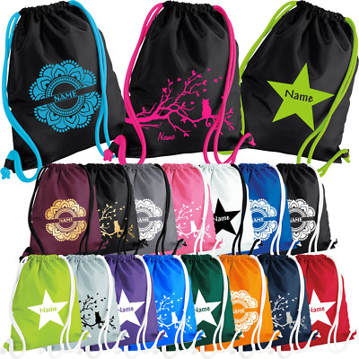 Sportbeutel mit Geheimfach! Motiv + Namen Turnbeutel Tasche Beutel bedruckt Name