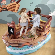 Kids Inflatable Pirate Ship Indoor Playhouse Gift Kids w/Inflatable Toy Sword