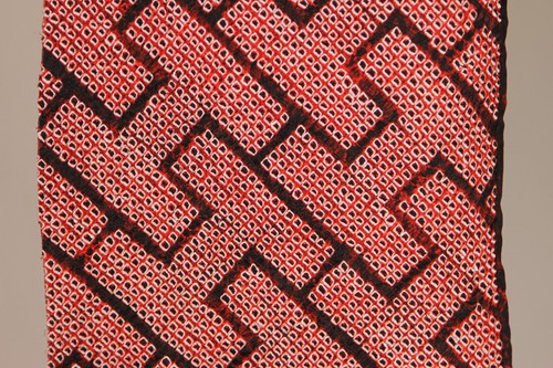 vintage Japanese silk shibori fabric artisan hand tie dye red brown dot 6 - Picture 3 of 24