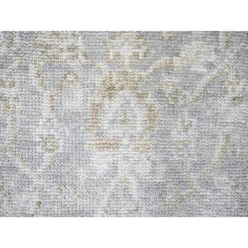 2'6"x8'6" Oyster Gray Organic Wool Hand Knotted Oushak Design Runner Rug R10251 - Picture 5 of 8