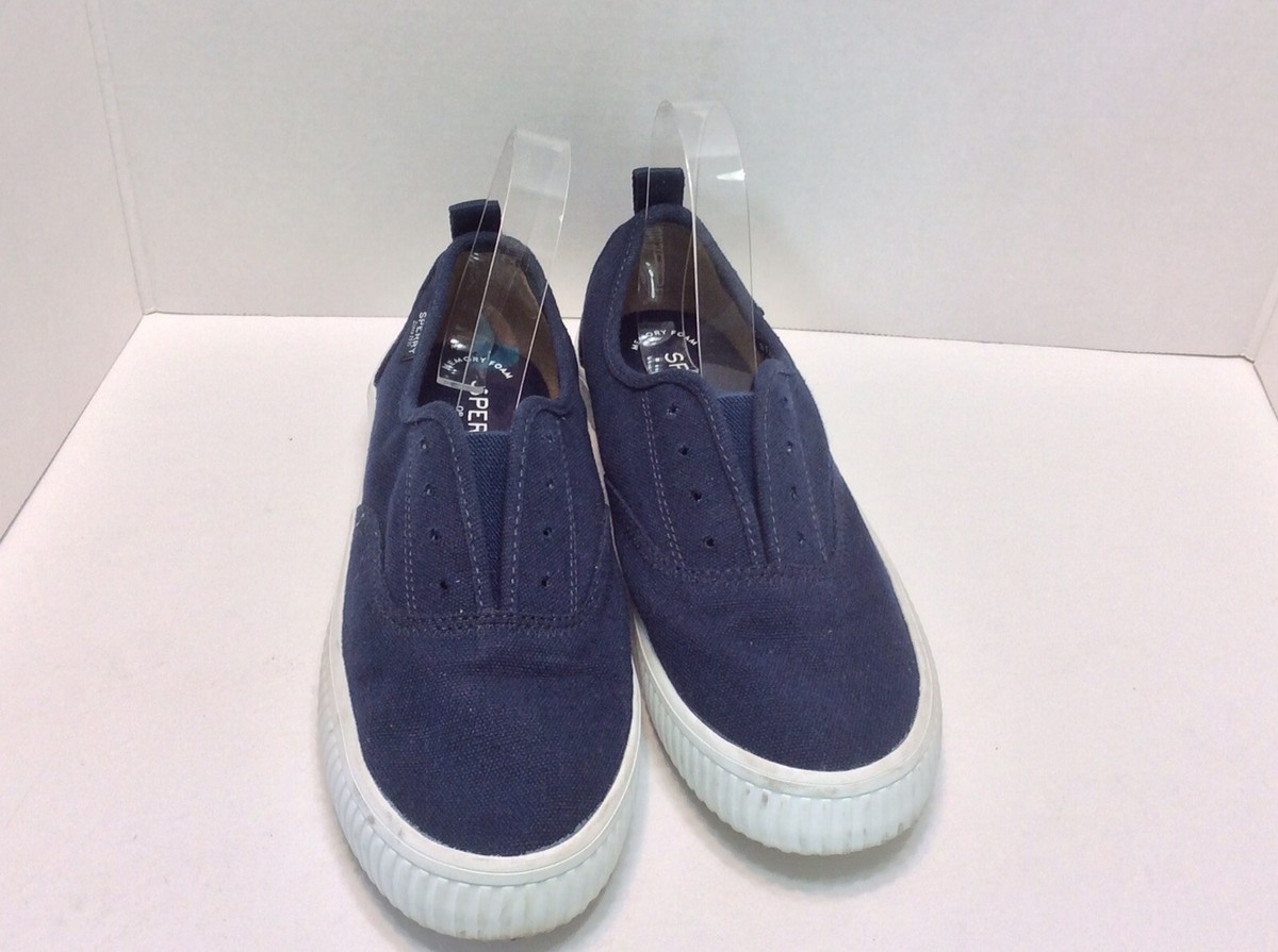 SPERRY STS82581 Laceless Blue Canvas Low Top Classic Women's