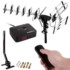 Outdoor Digital Amplified HDTV Antenna up to 200 Mile Range w/ Pole 40ft Cable