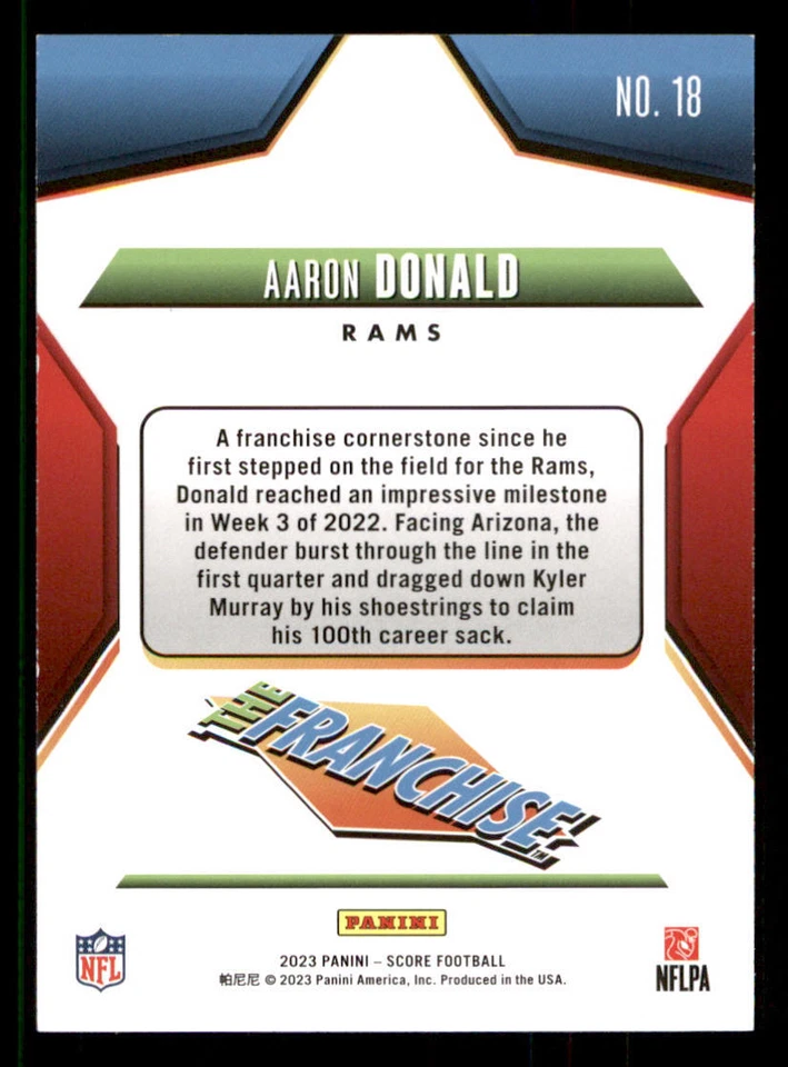 2023 Score The Franchise #18 Aaron Donald - Image 2 of 2