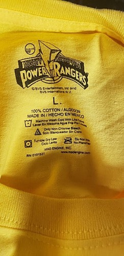 Mighty Morphin Power Rangers Yellow Ranger T Shirt New without Tag - Picture 3 of 3