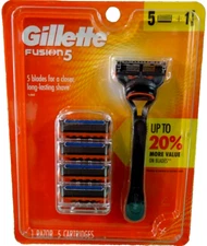 Gillette Fusion 5 Shaving Bundle 1 Razor Handle 5 Cartridges - BLACK