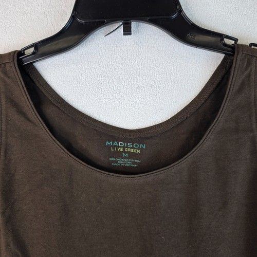 Madison Live Green Womens Brown Tank Top Scoop Neck Sleeveless Size M NWT - Picture 3 of 8