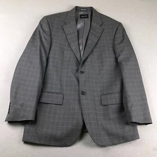 Nautica Blazer Mens 42 Regular Gray Plaid 100 Wool Button Up Coat Jacket