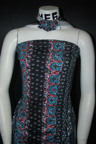 Rayon Stretch Jersey Knit Fabric Beautiful Vertical Print Black Jade Combo - Picture 5 of 7