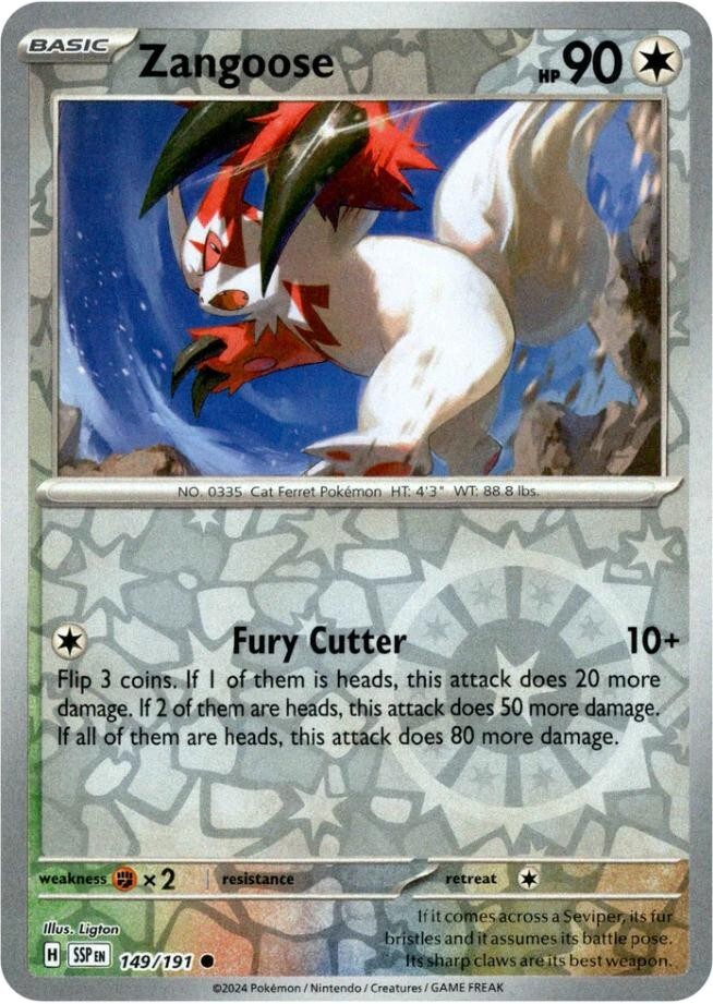 Pokemon Zangoose 149/191 Reverse Holofoil Common Surging Sparks