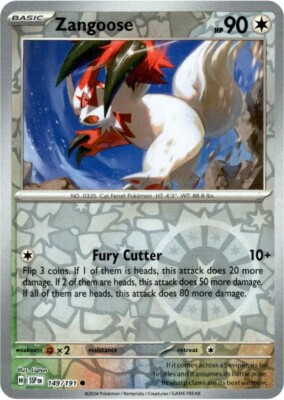 Pokemon Zangoose 149/191 Reverse Holofoil Common Surging Sparks