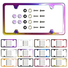 Fit Bmw Stainless Steel 4 Holes Slim License Plate Frame With Metal Cap M3 M4 M5