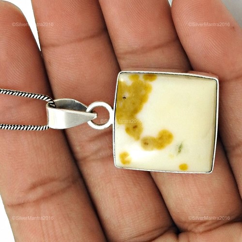 Natural Lunares Ágata Boho Hija Art Déco Handcrafted Colgante 925 Plata - Imagen 3 de 7