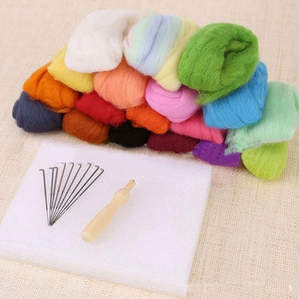 40 Colour Wool Felt Needles Tool Set Needle Felting Mat Starter DIY Kit w/ Case - Image 2 of 4