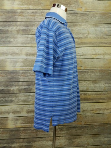 Tommy Hilfiger 90s TOMMY JEANS Blue Striped Cotton Polo Shirt Adult Size Large L - Picture 2 of 6