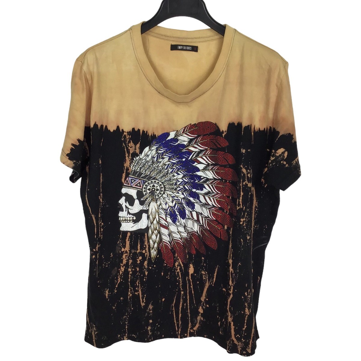 Native American Big Chief Skull Head Dress Unisex Tee Shirt Native American Big Chief Skull Head Dress Unisex Tee Shirt