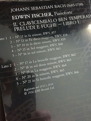 Johann Sebastian Bach IL CLAVICEMBALO BEN TEMPERATO LP studio EMI SEALED NEW - Picture 3 of 3