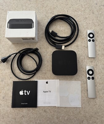 Apple TV 3rd Generation HDMI 1080p FHD Media Streamer - Black With Extras!