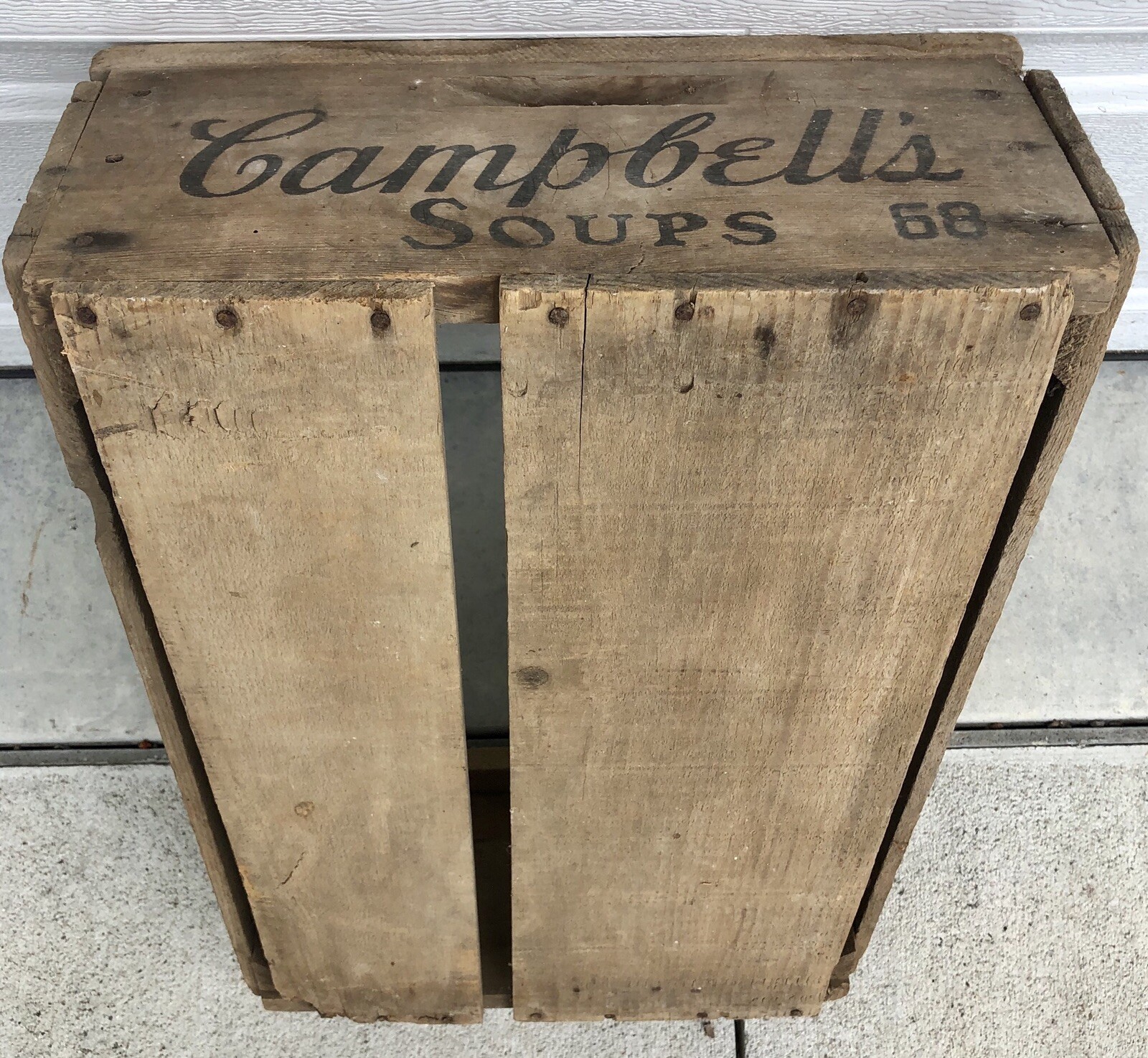 PRIMITIVE WOODEN CAMPBELL SOUPS CRATE 68 ANTIQUE COUNTRY WOOD BOX