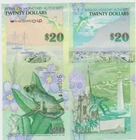 Bermuda 20 Dollars 2009 Pick 60a UNC ONION Prefix #200354