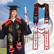 Custom Canada Graduation Sash 2025, Flag Stole, Canadian Class of 2025 Gift
