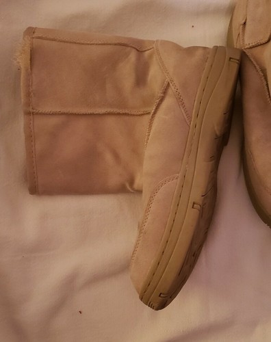 Route 66 Women's tan beige Suede Slouchy Boots Fleece Lined Mid Calf Size 9.5 - Picture 2 of 5