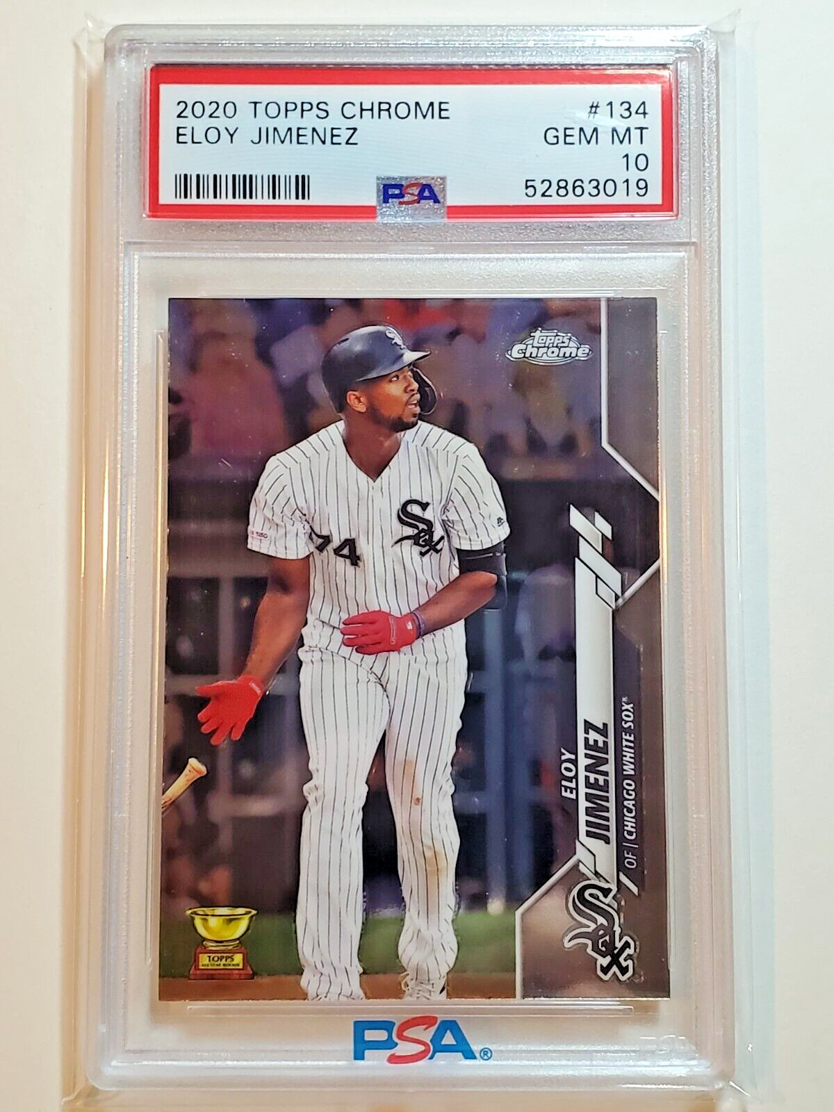 Eloy Jimenez PSA 10 Gem Mint 2020 Topps Chrome Rookie Cup #134 card White Sox