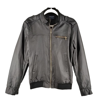 AOWO7S Men Slim Bomber Jacket Faux Leather Size SMALL AOWO7S Men Slim Bomber Jacket Faux Leather Size SMALL
