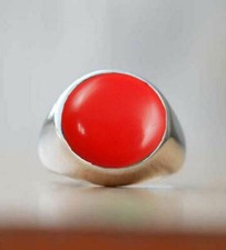 Red Coral Ring 925 Sterling Silver Stacking Ring Handmade Ring Boho Ring Gift