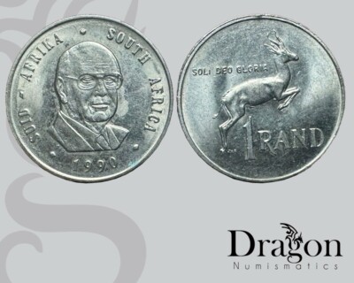 South Africa 1 Rand Coin | Pieter W. Botha | KM141 | 1990 Suid Afrika
