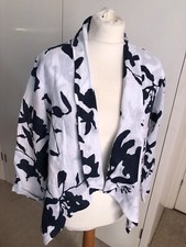 Luca Vanucci Navy /white Linen Open Front Short Jacket Size L