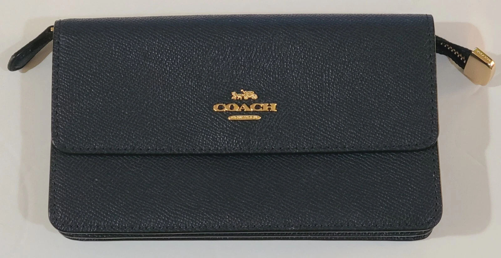 Coach F Over Cross Grain Clutch Wristlet blu navy senza cinturino da polso VGPC