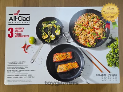 All-Clad Hard Anodized Nonstick Fry Pan 3 Piece Set - 8" 10" & 12" - Brand New