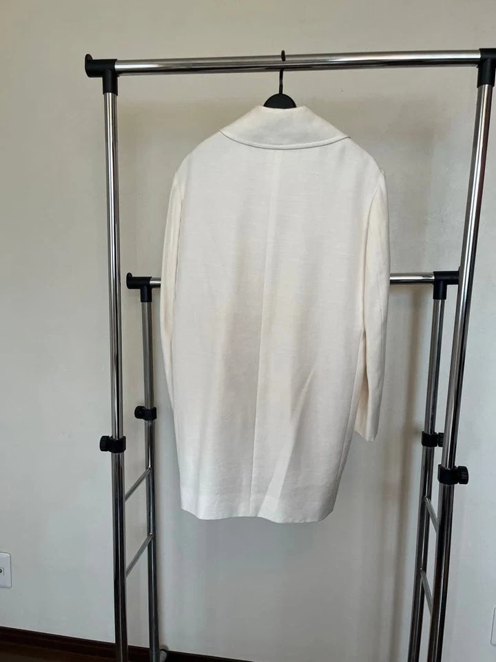 USED CHRISTIAN DIOR WHITE DOUBLE-BREASTED COAT SPRING SUMMER AUTUMN GOOD - Image 4 of 4